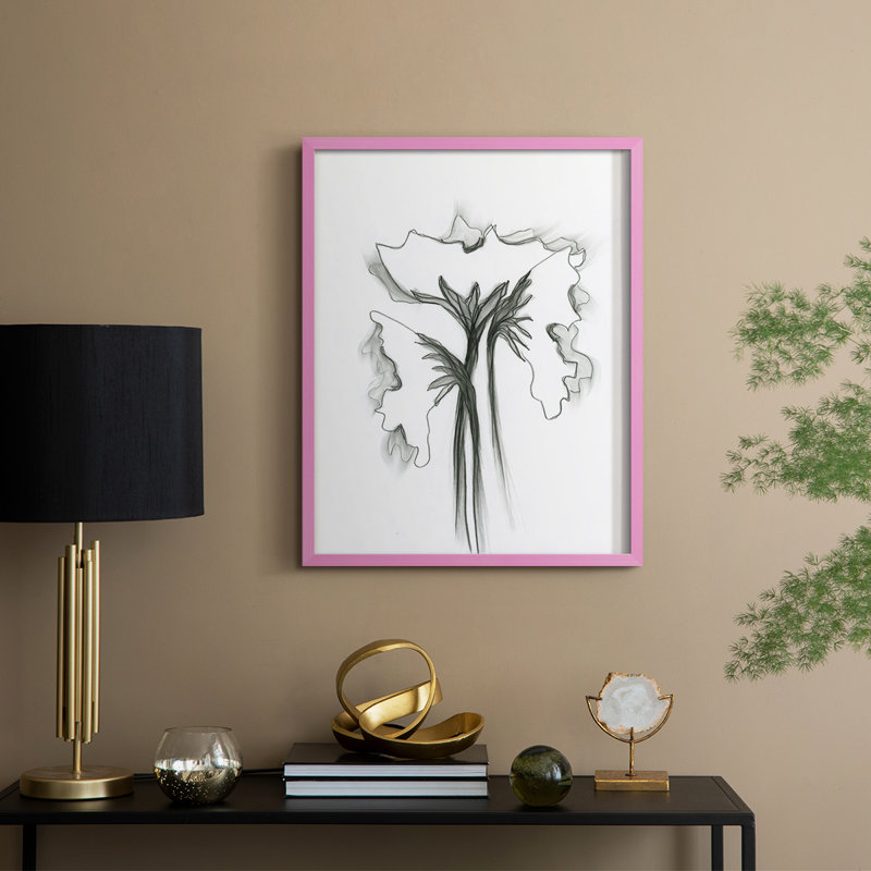 «Windswept Poppy», reproduction encadrée - bois massif, Rose, H 11 po x l 9 po