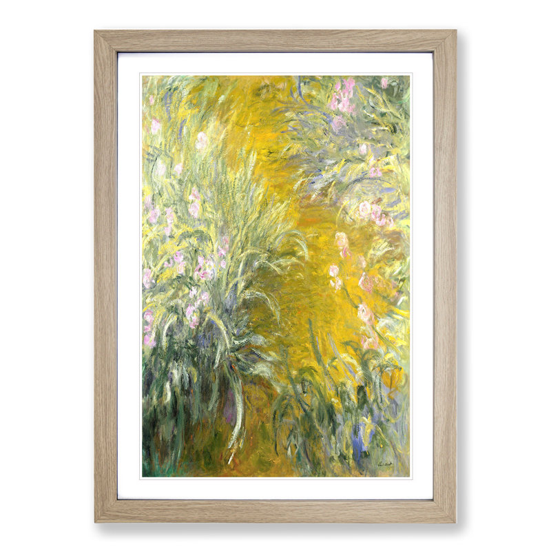 The Path Through the Irises by Claude Monet - Picture Frame Painting, 48cm H x 36cm W x 2cm D, Oak Framed