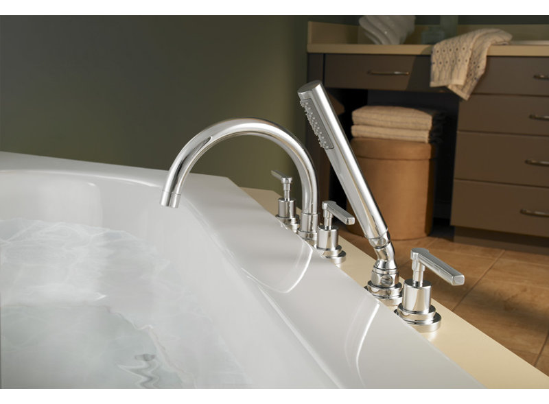 Lombardia® 5-Hole Deck Mount Roman Tub Faucet, Polished Chrome, Lever Handle