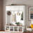 Farmhouse Hall Tree With Bench, 4 Cabinets, 4 Open Compartments And Coat Racks-533058352
