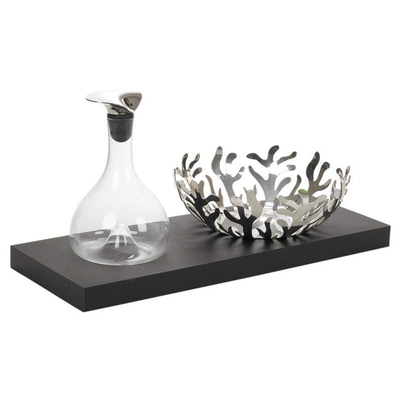 3 Piece Floating Shelf, Black, 4cm H x 60cm W x 23.5cm D