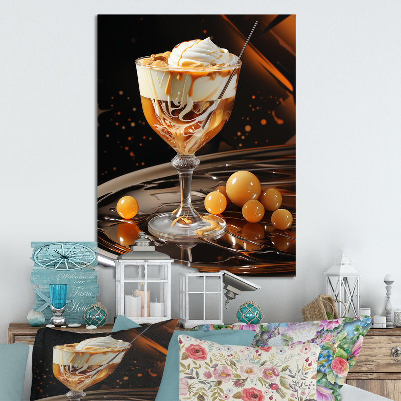 Brandy Alexander Creamy Caramel Cocktail II - Art mural en métal cocktails, H 40 po x l 30 po x P 1,5 po