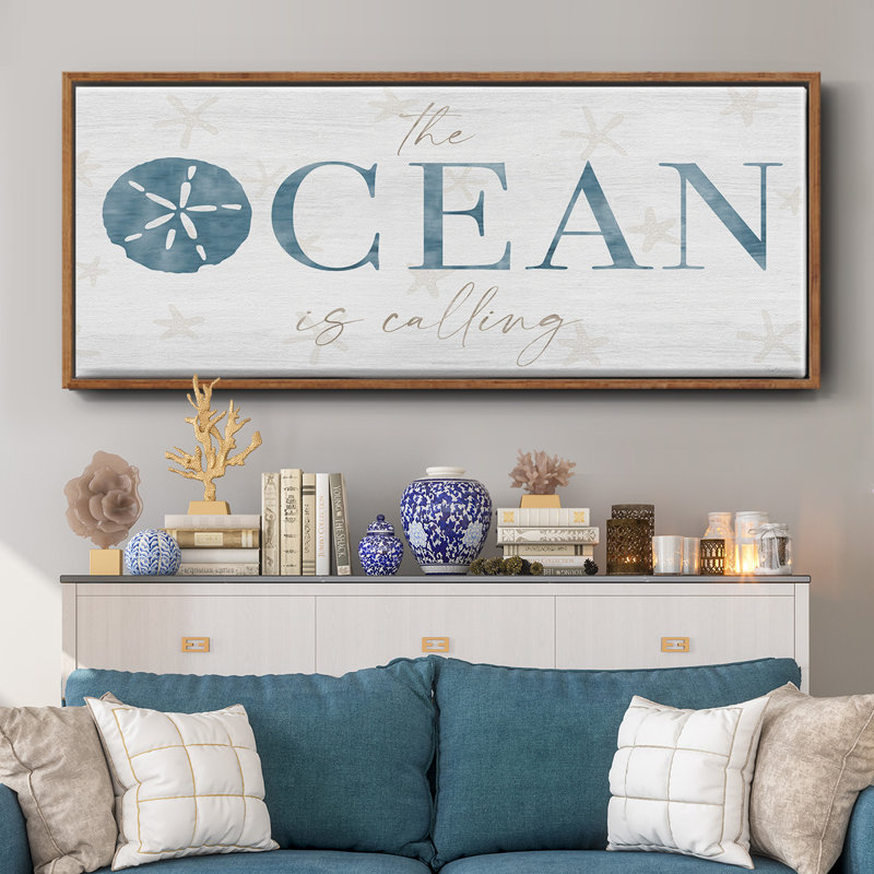 The Ocean- Framed Canvas, 20" H x 50" W