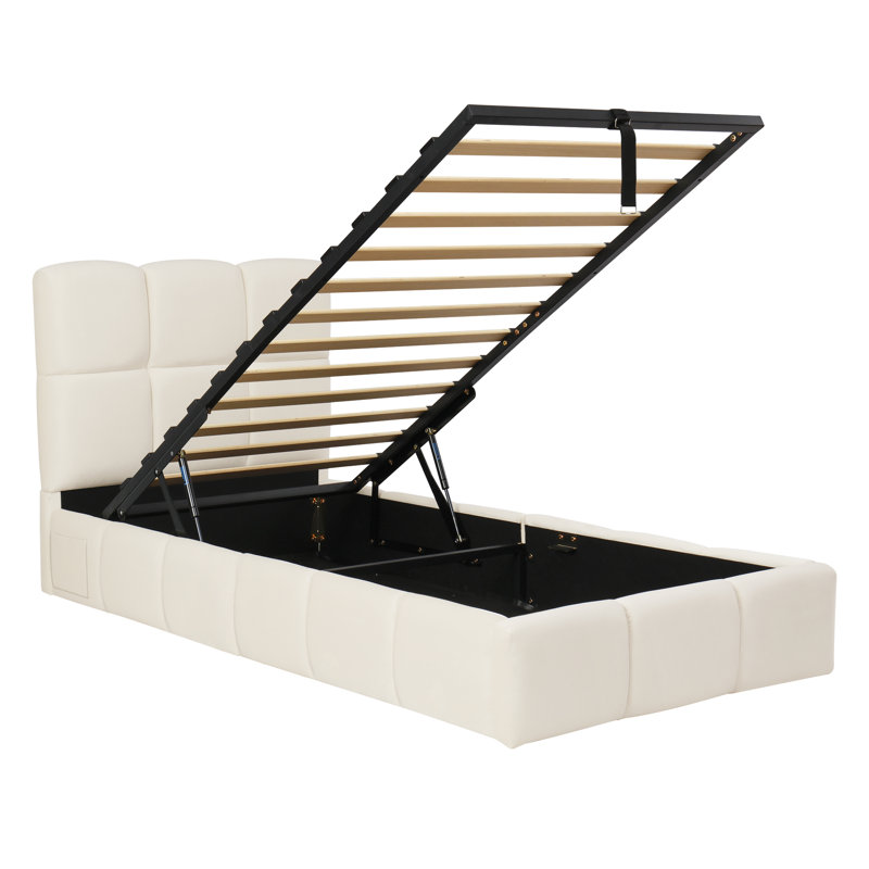 Bed, Beige Velvet 