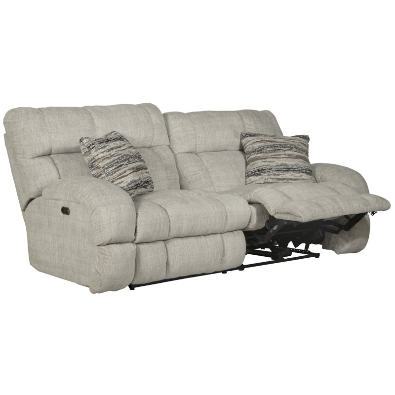 Annaliisa Upholstered 93'' Reclining Sofa, Beige Polyester, Power