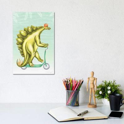 Stegosaurus On Scooter by Amélie Legault - Painting on Canvas