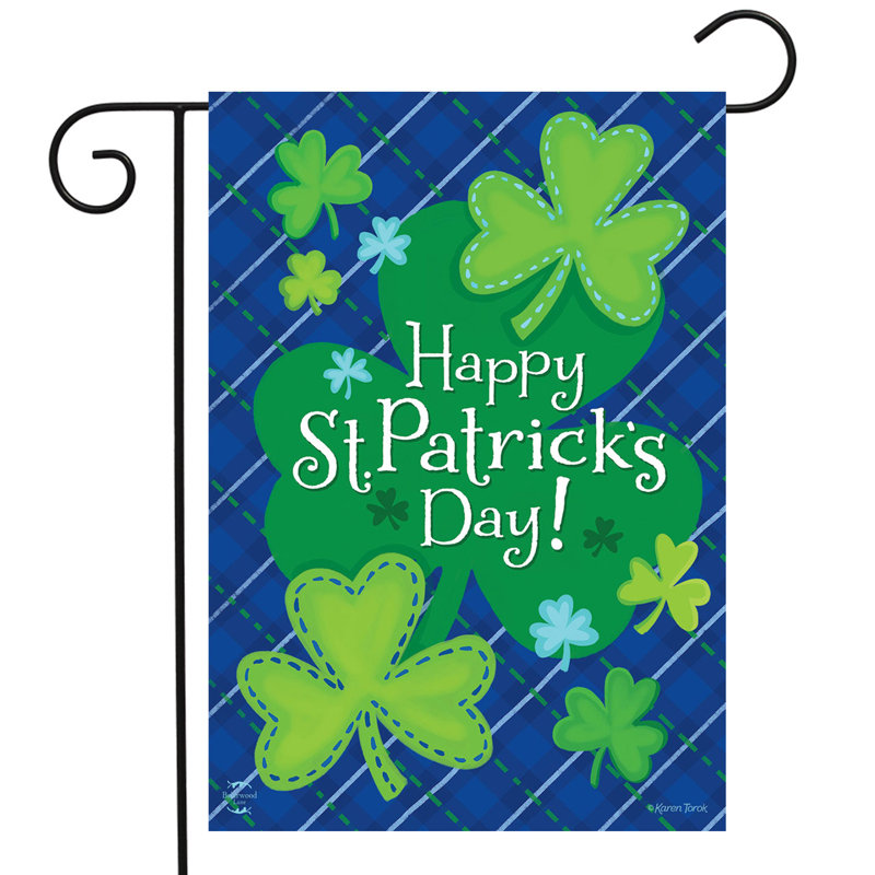 Drapeau de jardin Happy Shamrocks, Journée de la Saint-Patrick bleue et verte