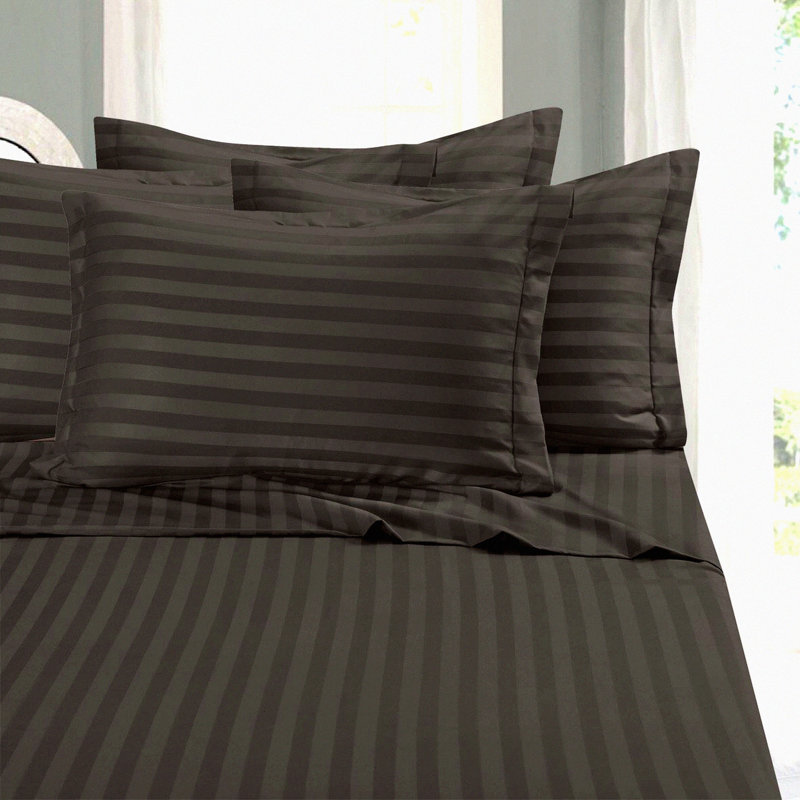 Luxury Stripe Silky Soft Wrinkle-Free Sheet Set, Full Sheet Set, Gray