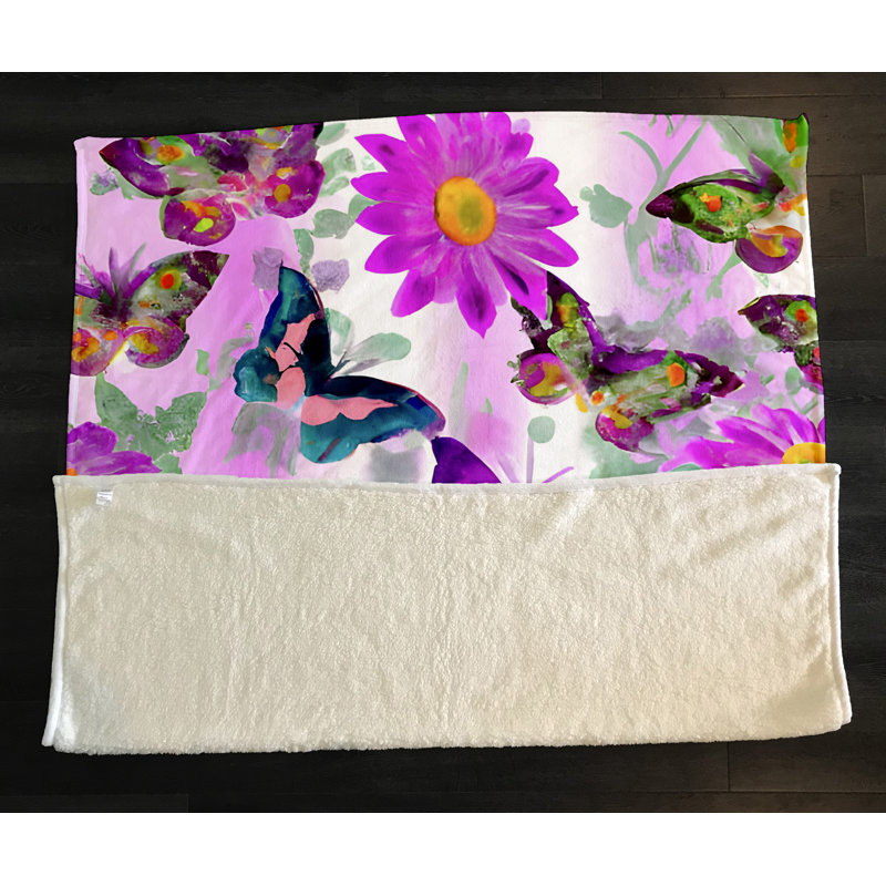 Throw Blanket, 51" W x 60" L, Animal Print/Floral/Abstract, Pink/Purple/Green