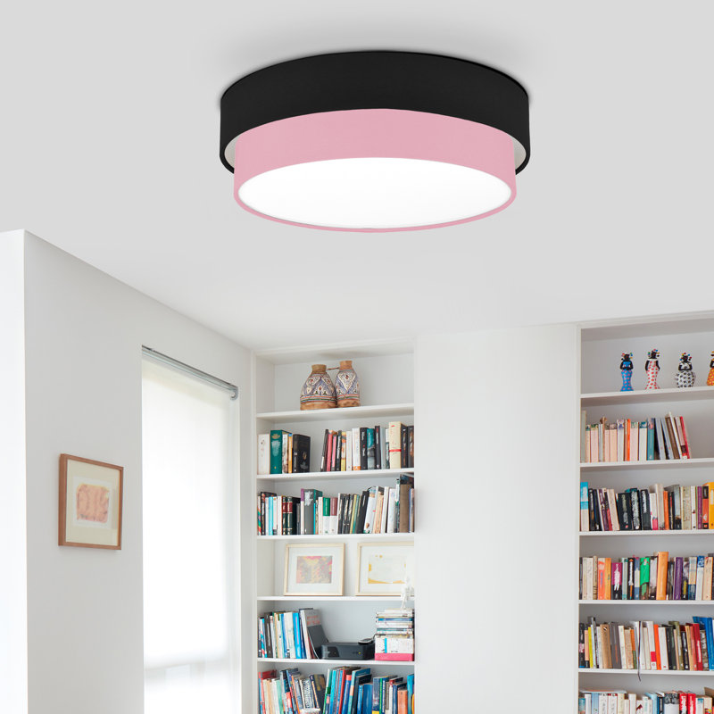 Elanaz Fabric Flush Mount, Pink, Black