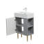Meuble-lavabo à tablettes ouvertes de 21,6 po avec évier en céramique, porte à fermeture douce, armoire de rangement à tablettes ouvertes sur le côté droit, assemblage requis, gris GF-24VB06-21MGR