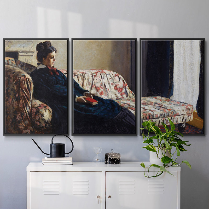 " Claude Monet " 3 - Pieces, Black, 40" H x 78" W x 2" D