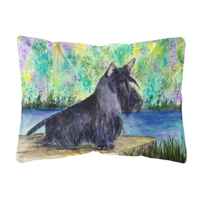 Coussin intérieur/extérieur vert/noir écossais terrier