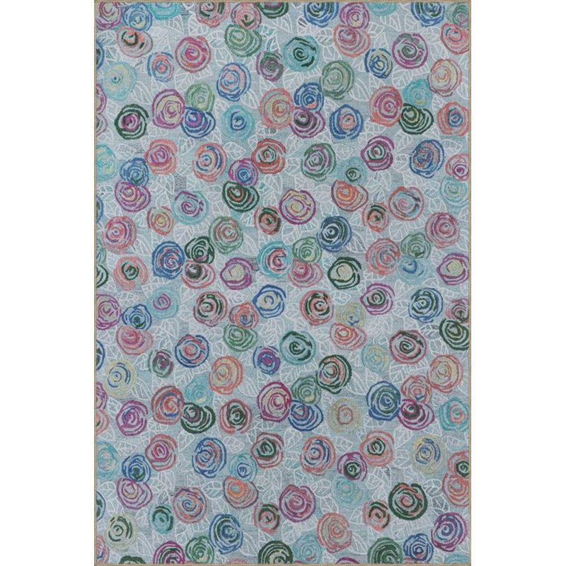 Tapis rond rond à motif floral lavable, Rectangle 3'11" x 5'11" Rug Pad Included