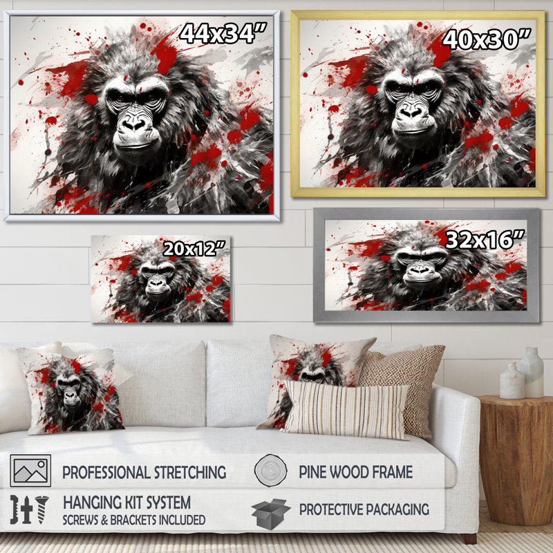 Graffiti rouge sur toile, Cadre simple noir, H 30 po x l 40 po x P 1,5 po