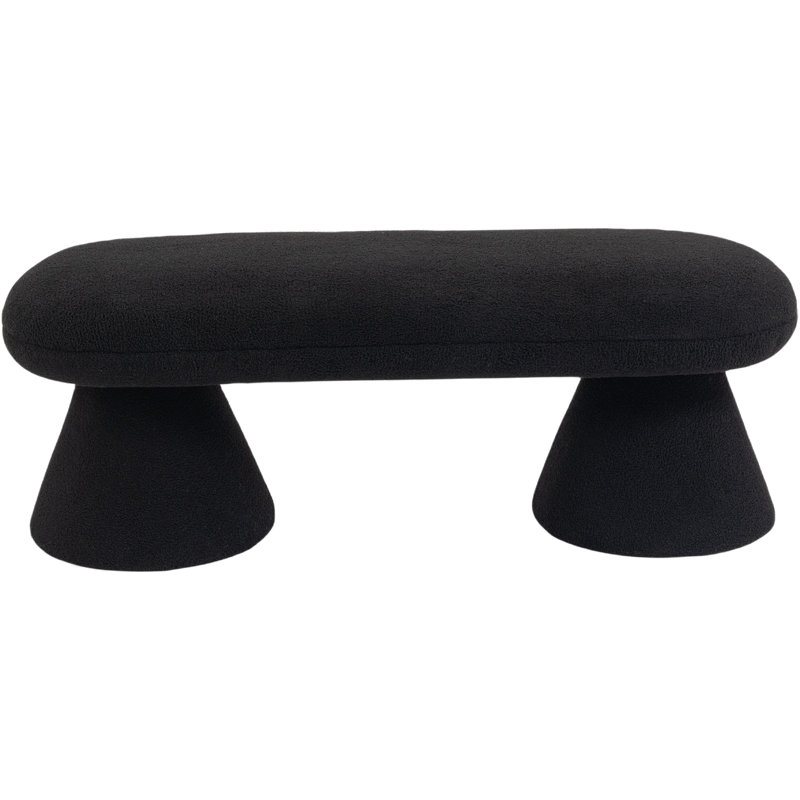 Banc rembourré Brimfield Drum, Tissu noir en fausse peau de mouton