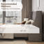 Lit plateforme tapissier Toderick avec aile de luxe et mélange de lin-985124326-985124329