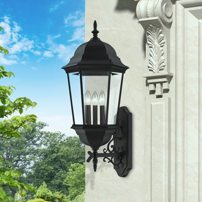 Lanterne murale d'extérieur noire à 3 ampoules H 28,75 po Anemarie