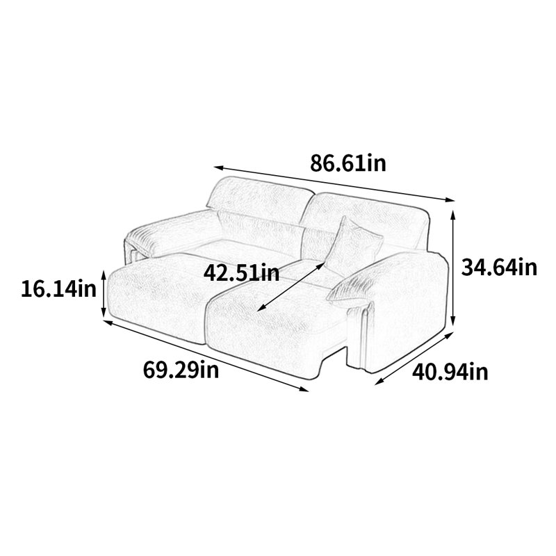 Lowther, 34.64" H x 86.61" W x 40.94" D