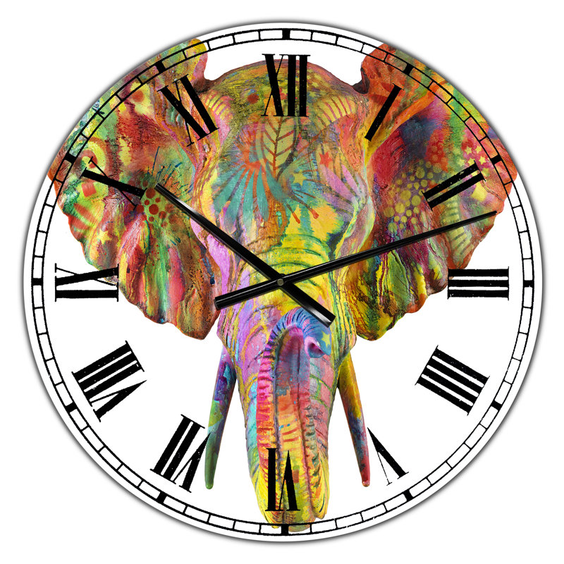Horloge murale surdimensionnée Rainbow Elephant, Grand