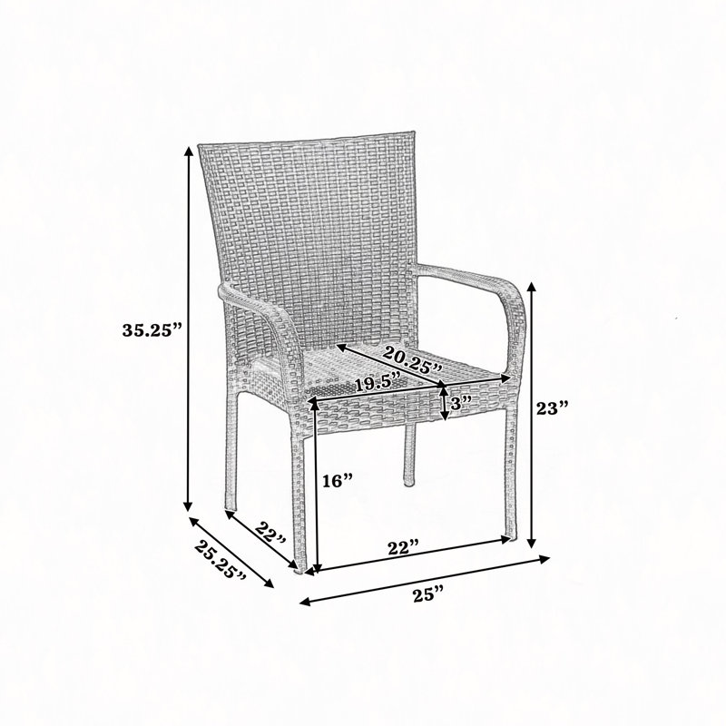 Chaise empilable Pe Wicker, Gris