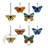 3.2"H Butterfly Kaleidoscope Stained Glass Window Panel Set