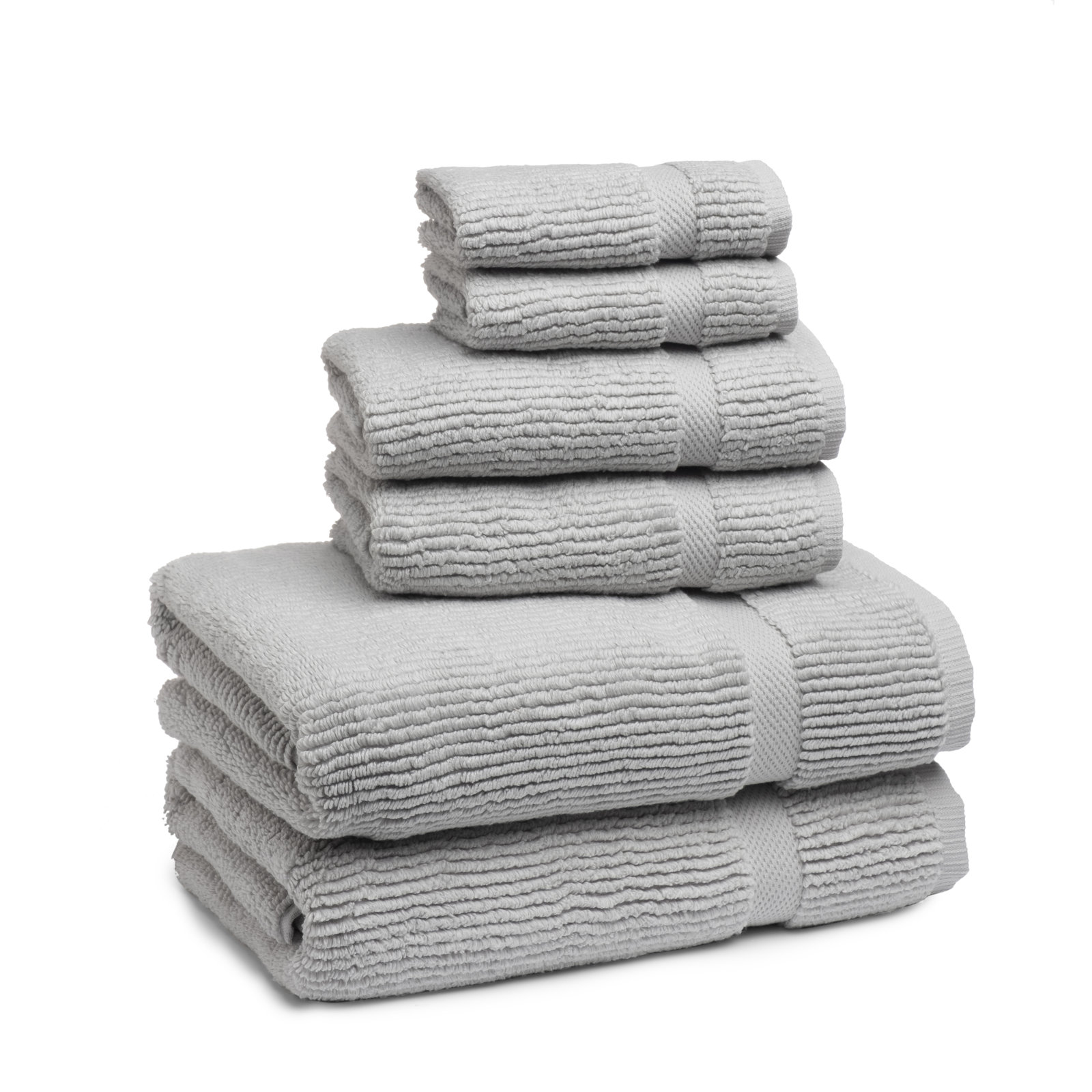 Bear 6-Piece Cotton Towel Set, Platinum