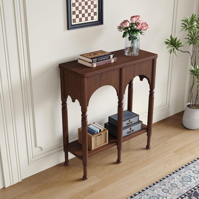 31" Solid Wood Entryway Console Table, Brown