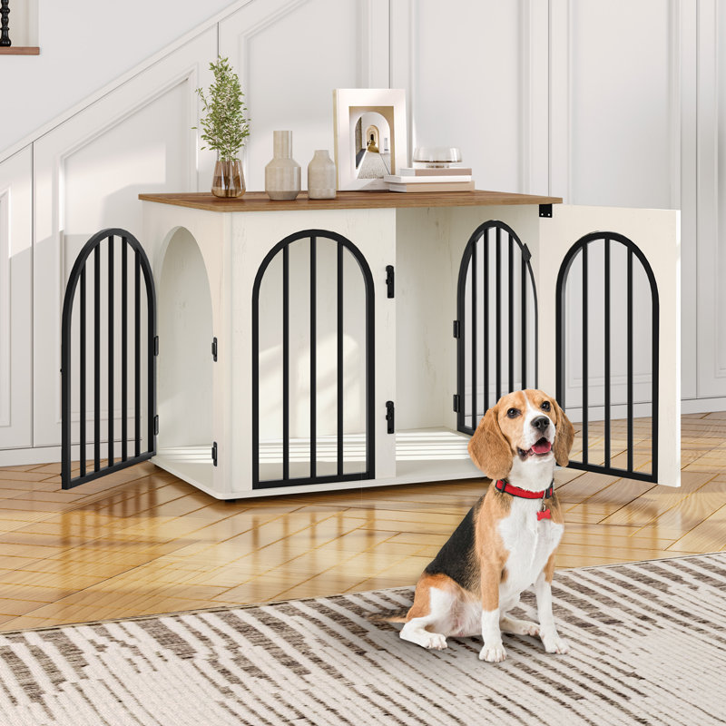 Pet Crate, White Brown