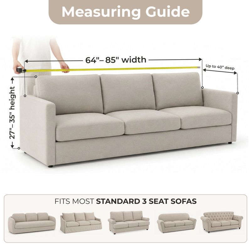 Stretch Pet Friendly Sofa Slipcover - Washable Couch Slip Cover Furniture Protector, Crisp White , 35" H x 85" W x 40" D