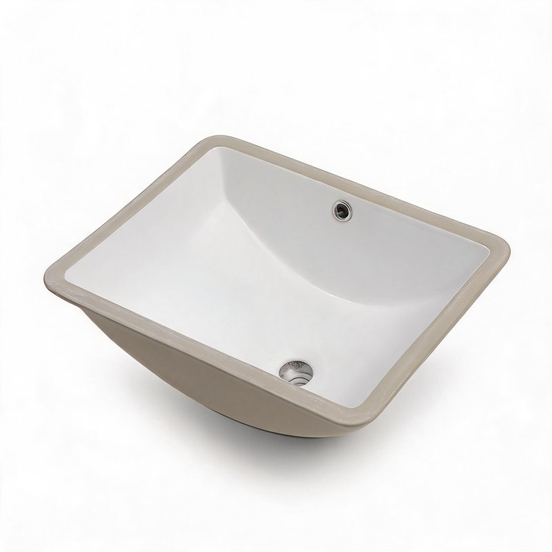 19 inch x 14 inch White Ceramic Rectangular Undermount Bathroom Sink with Overflow