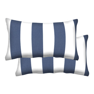 Lumbar Toss Pillow Striped Olefin Indoor/Outdoor Reversible Throw Pillow (Set of 2)