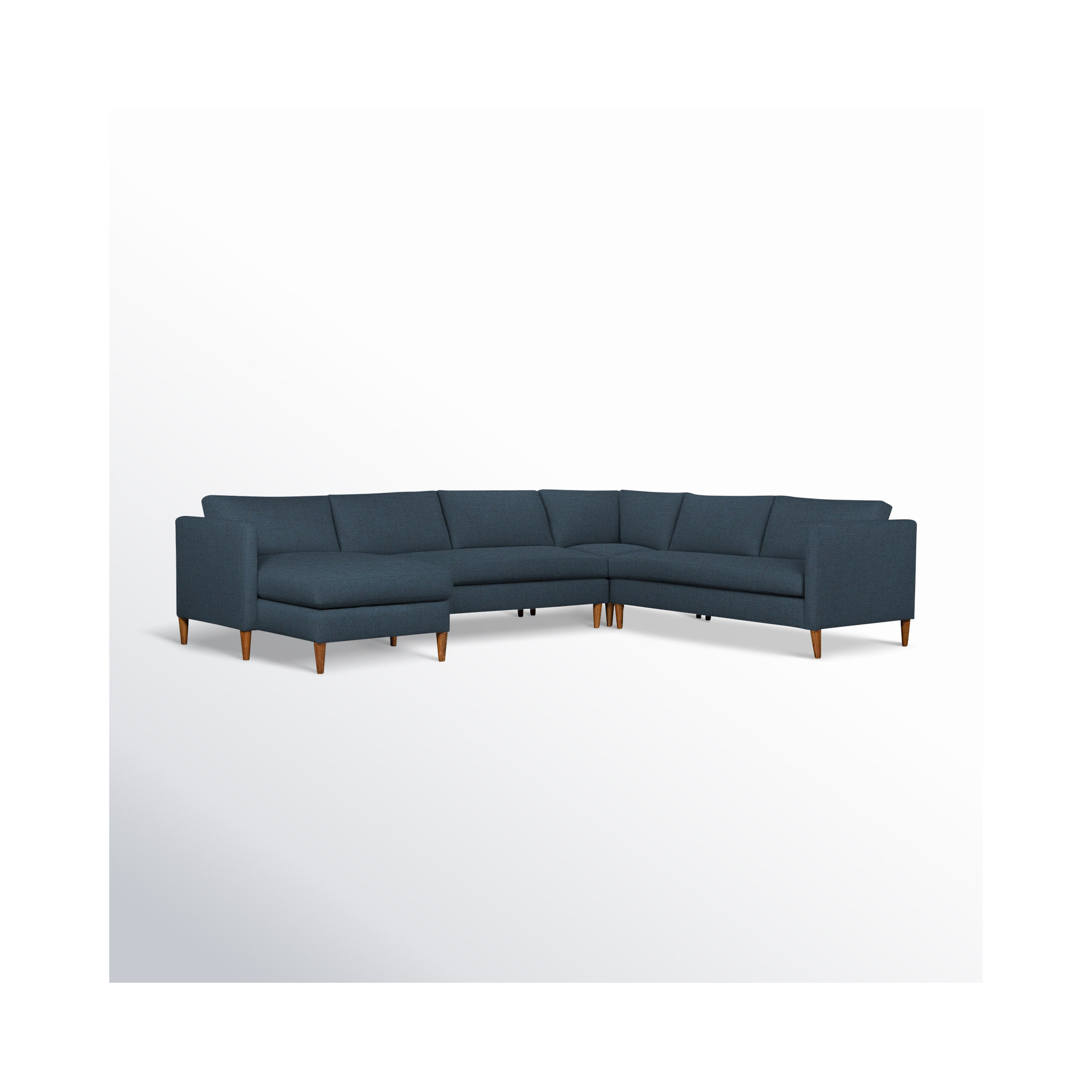 Clifford 4-Piece Upholstered Custom Sectional, Left Hand Facing, Zuma Navy Textured Linen