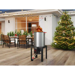 Friteuse à dinde, friteuse au propane de 30 pte et 10 pte avec panier, brûleur de 50 000 BTU, idéale pour la cuisson à l'extérieur