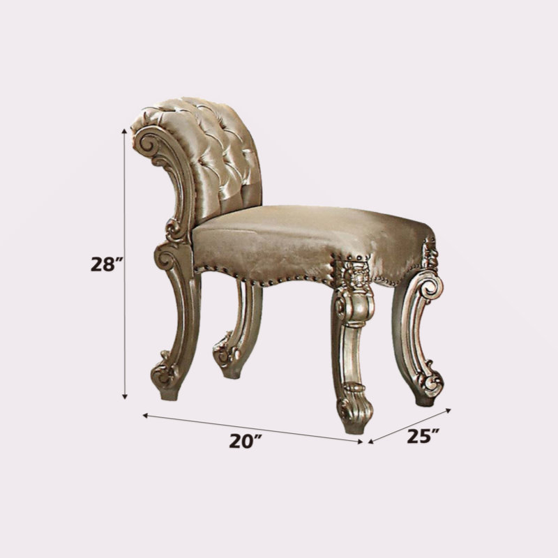 Tabouret de coiffeuse Vendome, Patine dorée,  H 28 po x l 20 po x P 25 po