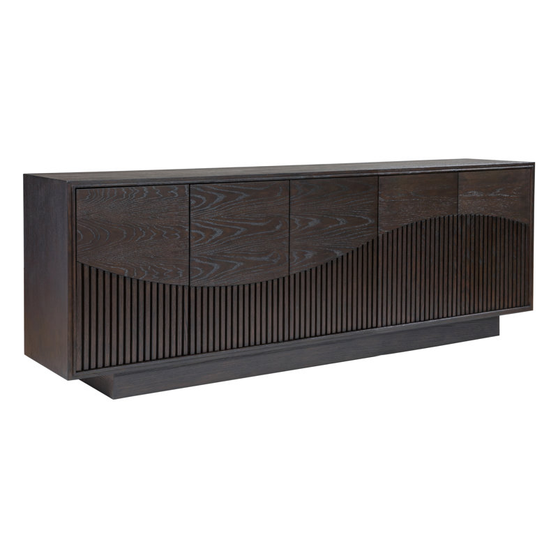 Mocha Brown Oak Modern Media Console with Cabinet