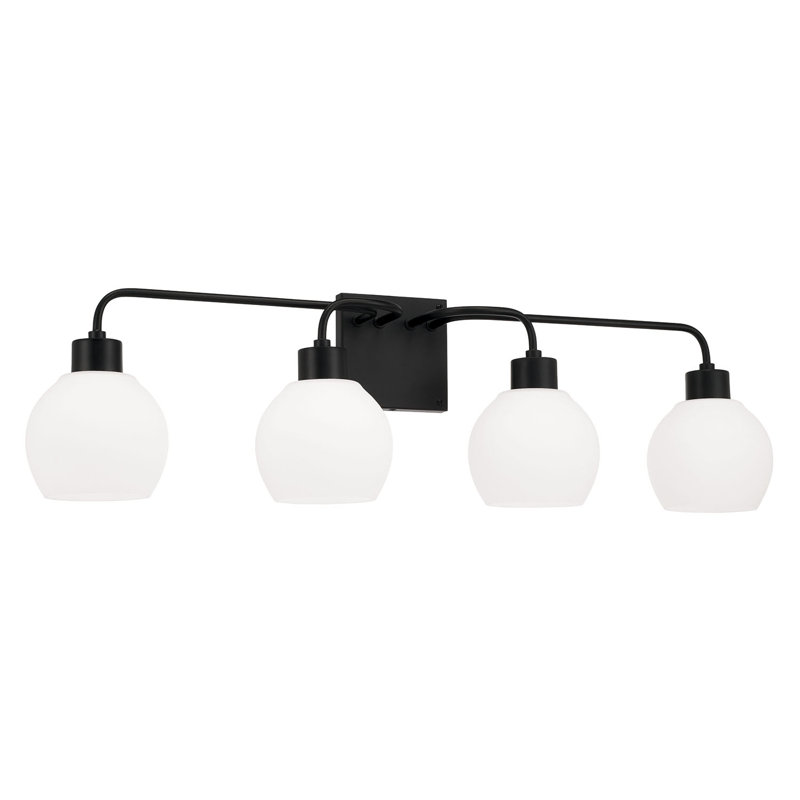 Éclairage pour meuble-lavabo à intensité variable Tanner, Noir mat, Blanc, 4-Light