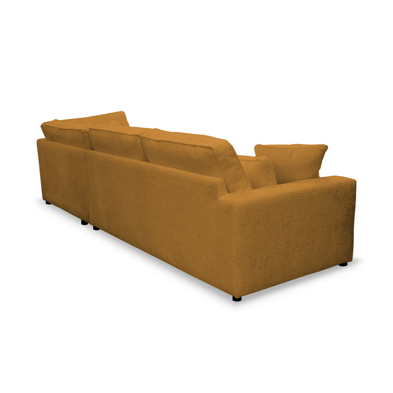 Bustamonte 4 Seater Corner Sofa , Yellow polyester, Right Hand Facing