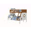 Lit superposé simple au-dessus d'un lit double de style moderne moderne avec des rails en échelle attachés et une structure de joint verrouillable pour la sécurité.-131522367