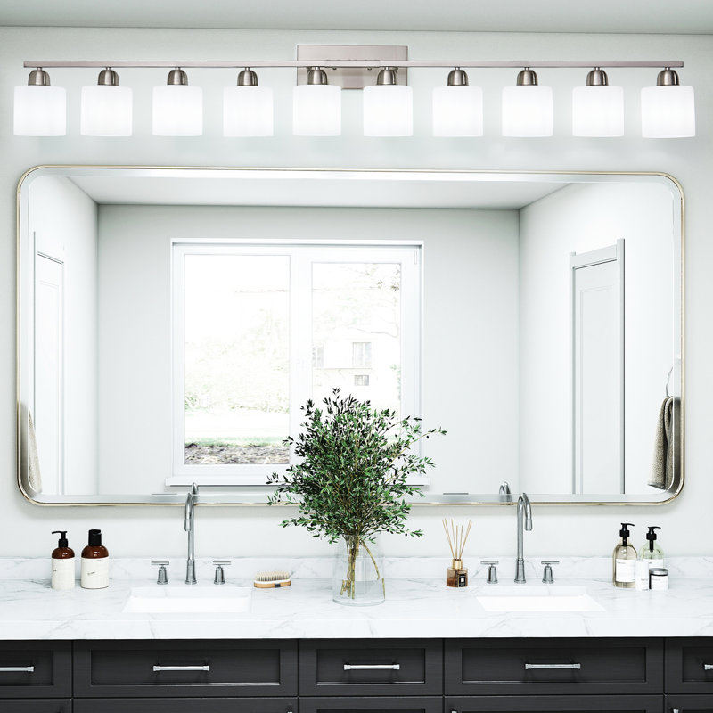 Nickel 10- Bathroom Lighting With Milky White Glass, Modern Vanity Lights For Over Mirror, Wall Bedroom And Living Areas, E26 Socket Various Bulbs, Adjustable Brightness, Design, Iron Material, 6.8