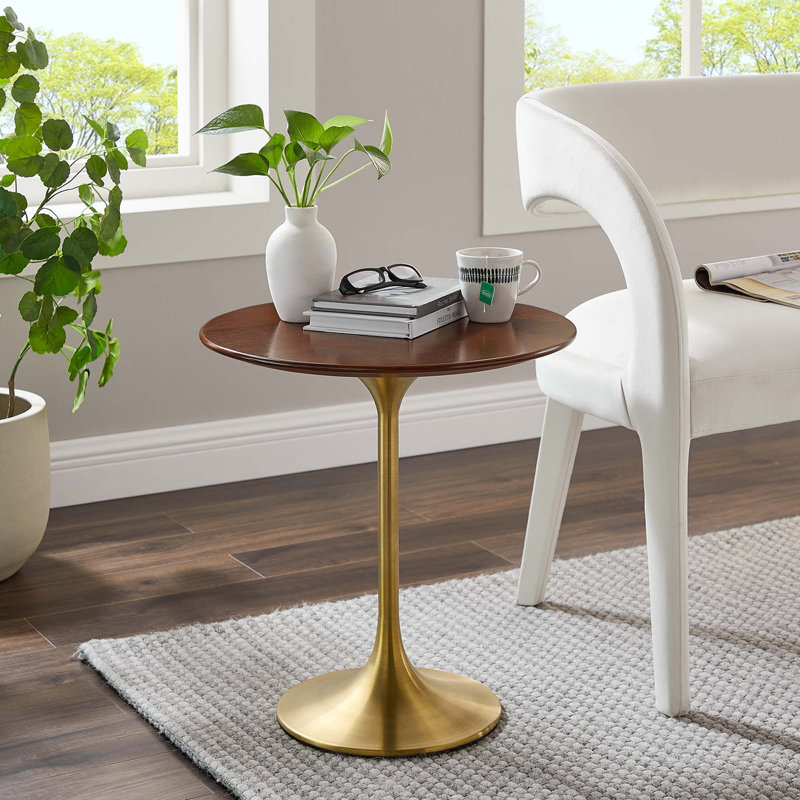 Modway Lippa Round Side Table, Black, Gold