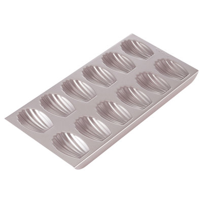 CHEFMADE Madeleine Mold Cake Pan, 12-Cavity Non-Stick Oval Shell Madeline Bakeware for Oven Baking (Champagne Gold)
