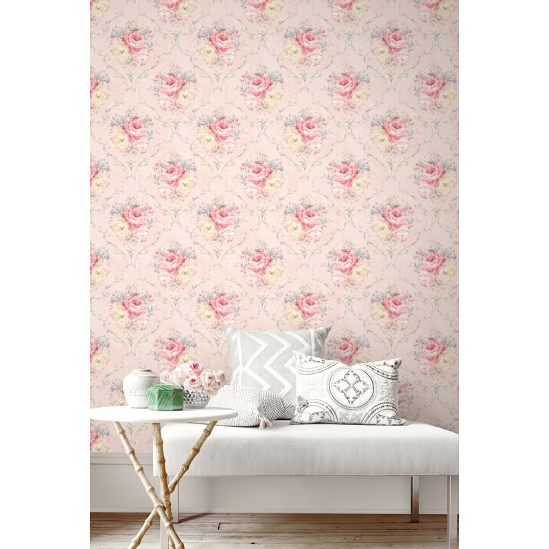 Rouleau de papier peint L 33 pi x l 20,5 po Ferrier, Rose