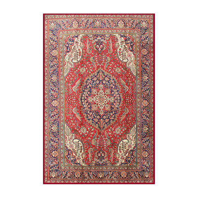 Tapis traditionnel rouge / pêche / bleu