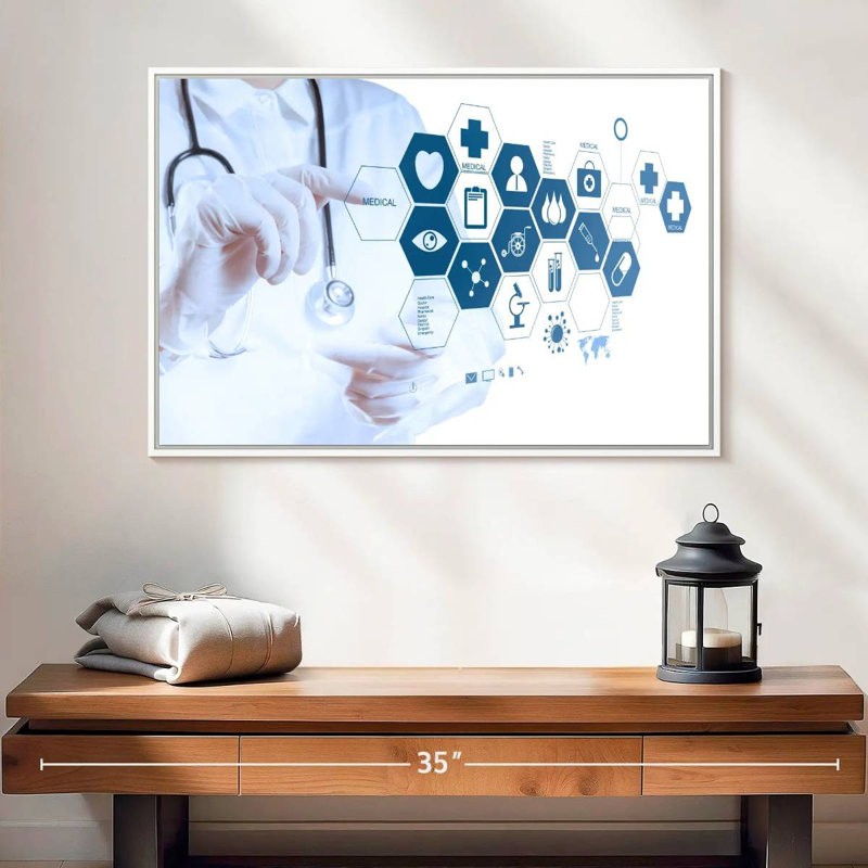 Technologie médicale avancée, 25 po x 17 po, Cadre flottant blanc