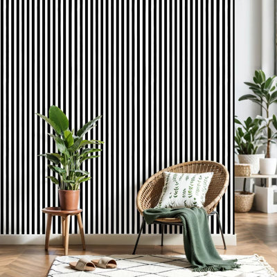 Peel and Stick Wallpaper Black white striped Contact Paper Removable Self Adhesive Wall Mural Wall Decor for Bedroom Kitchen Cabinets 24in x 118in