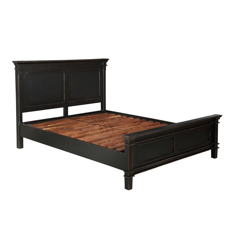 Trento Queen Bed in Distressed Black, Queen