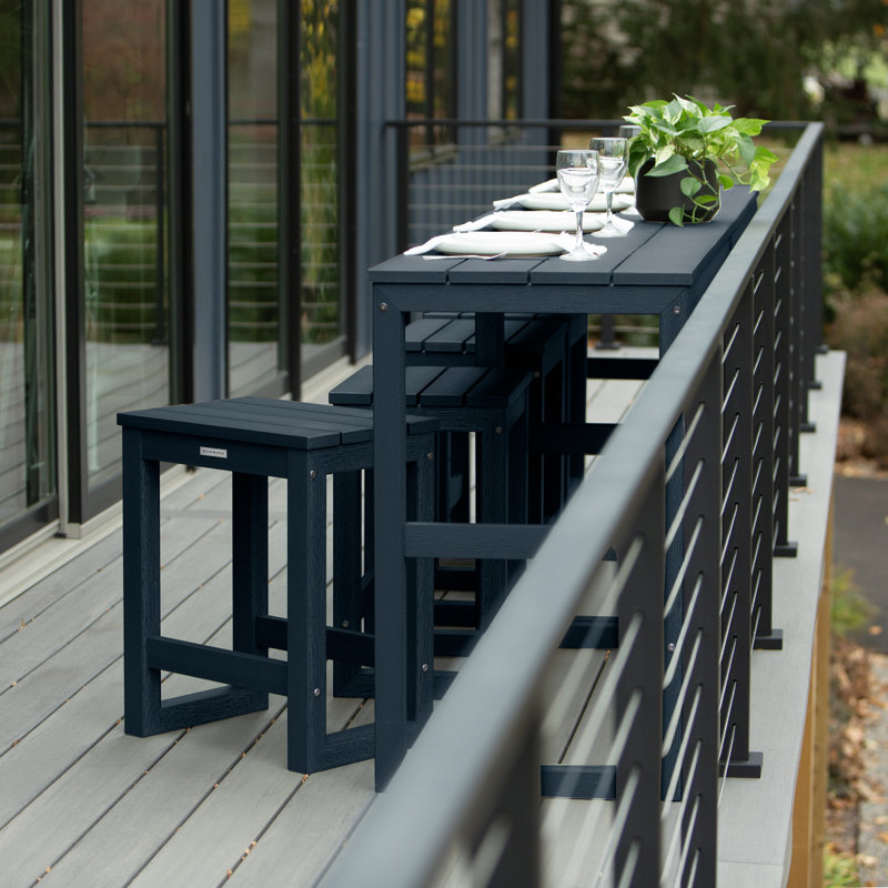 Ausbon 4 - Person Patio Dining Set with Rectangular Table, Federal Blue
