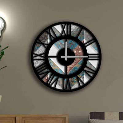 Horloge murale décorative élégante, 19,7 po de diamètre, 100% panneau de fibres à densité moyenne avec une épaisseur de 0,2 po | Nécessite 1 pile AA (non incluse) | Parfait pour la décoration intérieure, l'esthétique moderne et l'élégance intemporelle