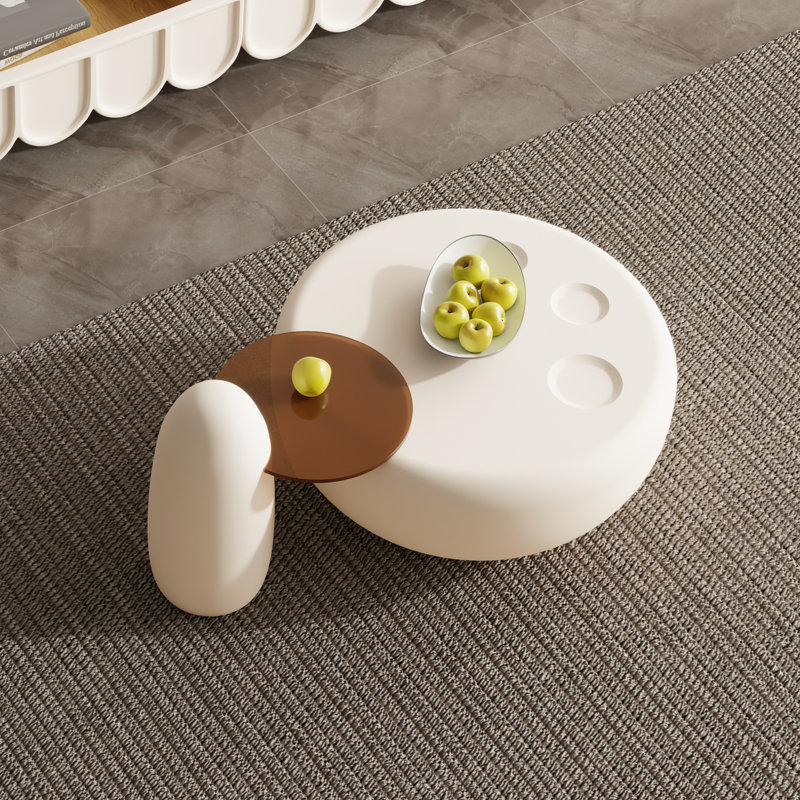 Table basse ronde beige